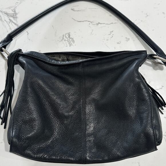 SVEN Berkeley USA Pebbled Black Leather Minimalist Shoulder Hobo Bag, EUC - Picture 2 of 6